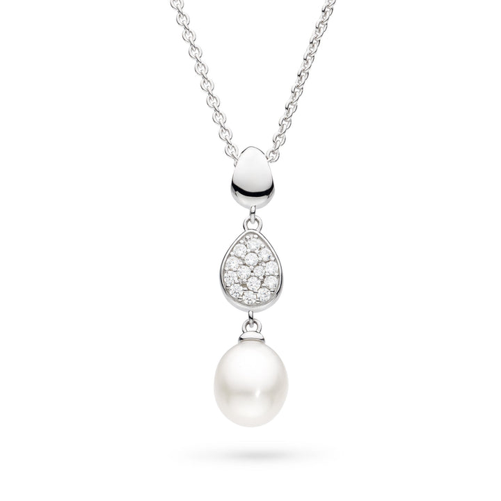 Kit Heath Coast Pebble Glisten Pavé Zirconia Rhodium Plated 18" Necklace 90182FPC