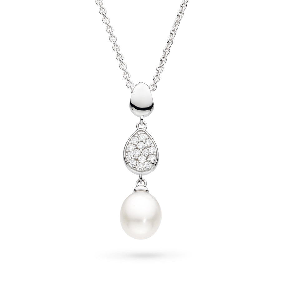 Kit Heath Coast Pebble Glisten Pavé Zirconia Rhodium Plated 18" Necklace 90182FPC