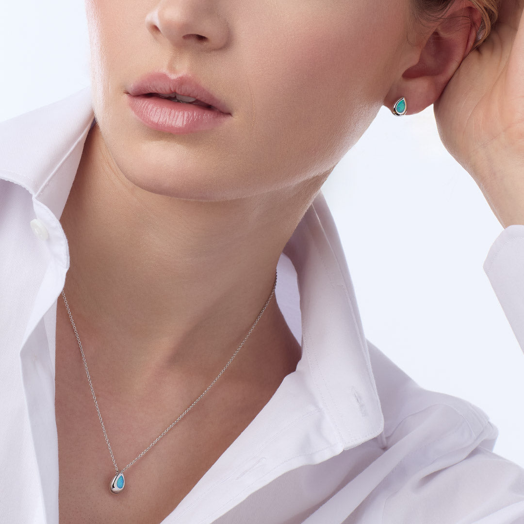 Kit Heath Coast Pebble Blue Blue Opal Rhodium Plated 18 Necklace 90190BSO
