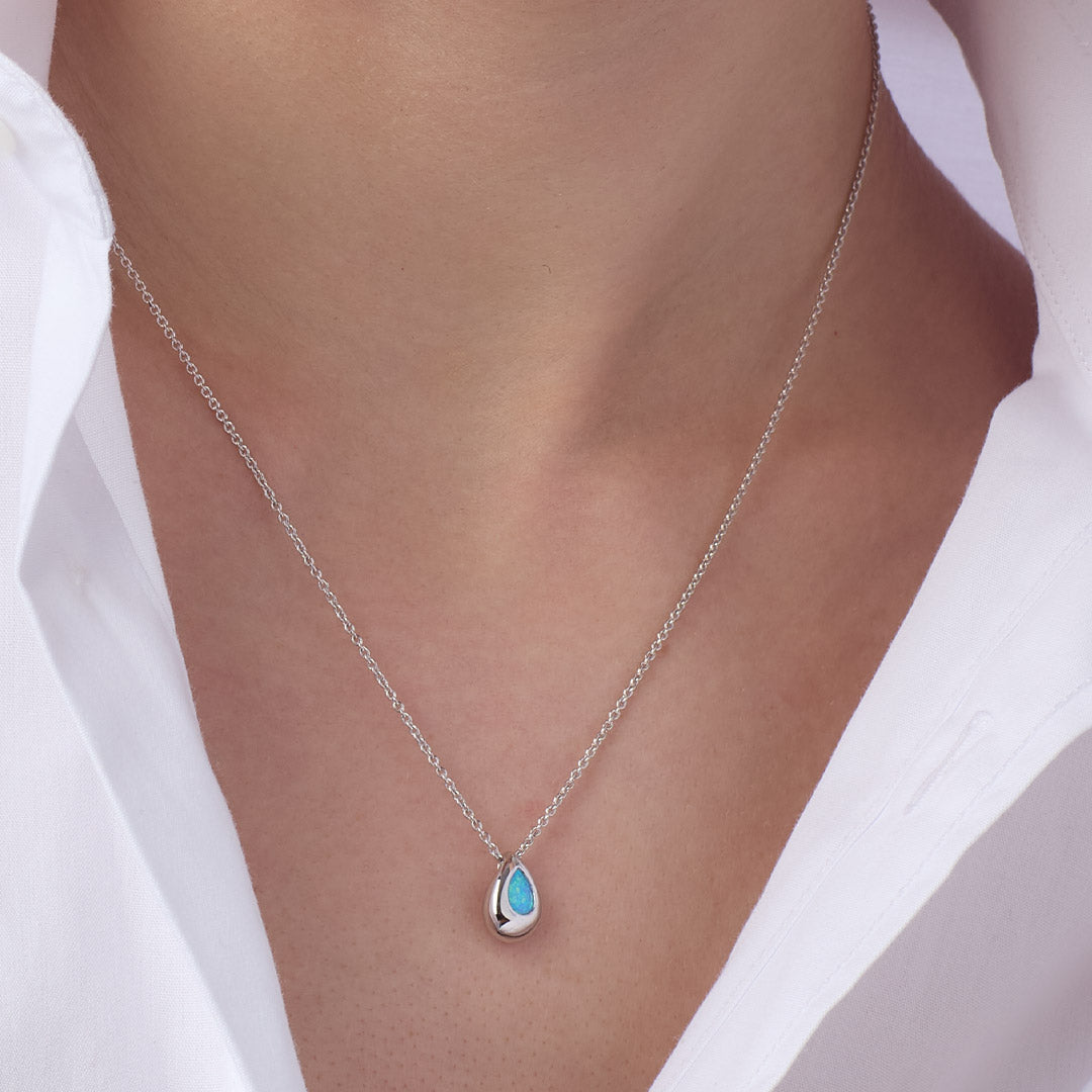 Kit Heath Coast Pebble Blue Blue Opal Rhodium Plated 18 Necklace 90190BSO