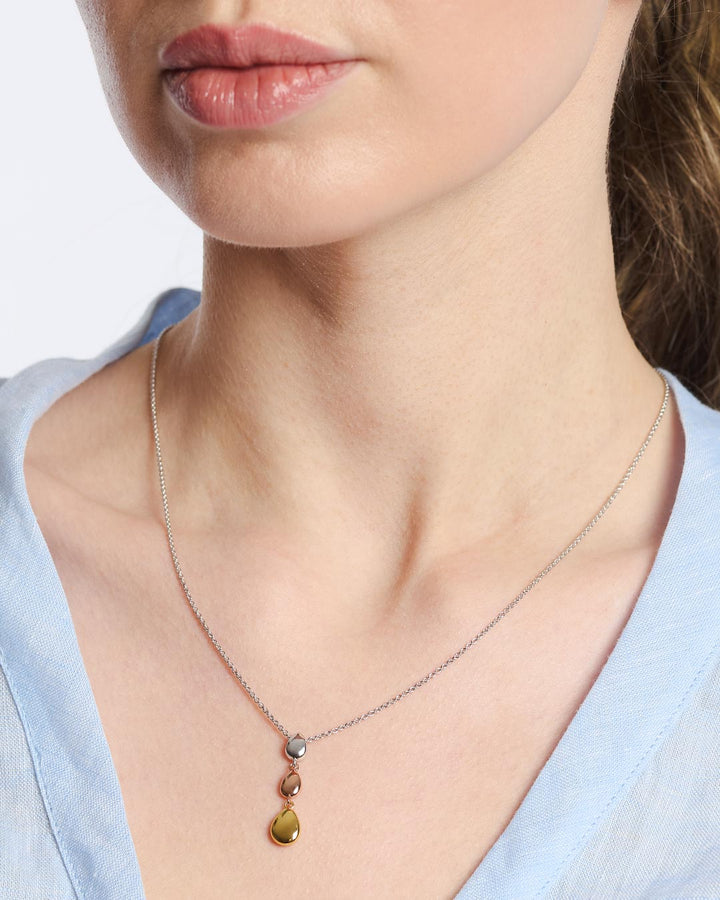 Kit Heath Coast Pebble Golden Rose Gold Plated Triple Linking Pebbles 18? Necklace 90209GRG