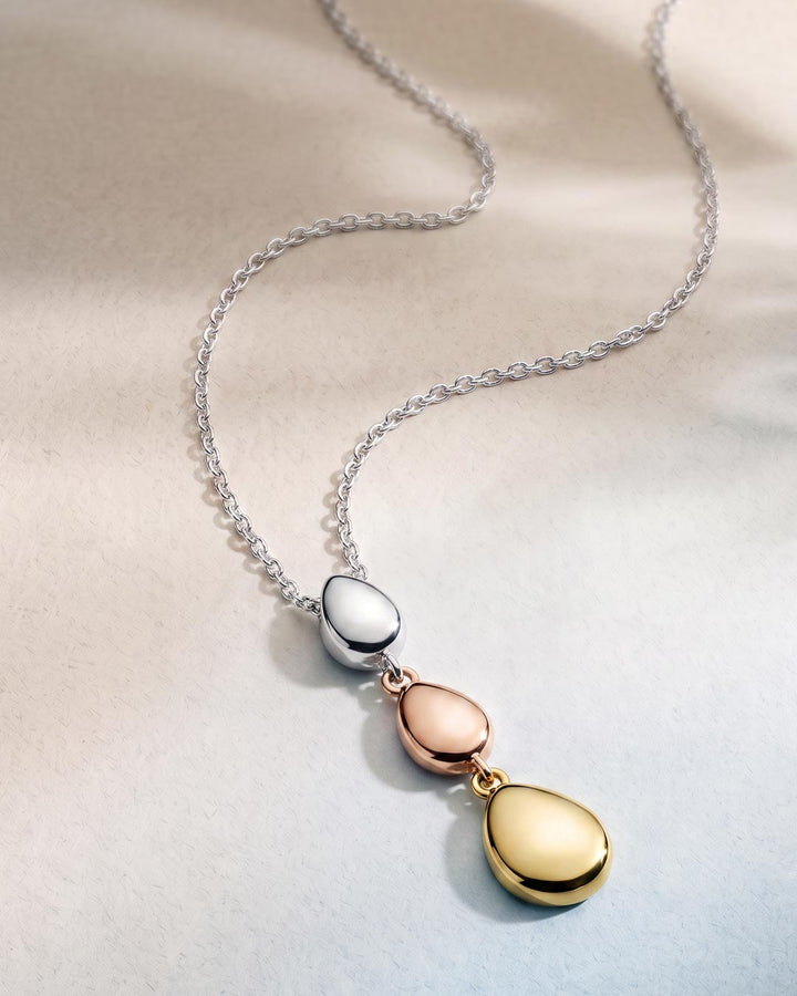 Kit Heath Coast Pebble Golden Rose Gold Plated Triple Linking Pebbles 18? Necklace 90209GRG
