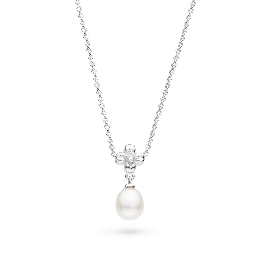 Kit Heath Blossom Flyte Honey Flower  Zirconia Rhodium Plated 18" Necklace 90333FPC