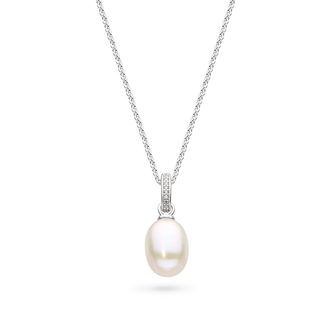 Kit Heath Revival Classic Pearl Glitz Zirconia Rhodium Plated 18? Necklace 90429FPC