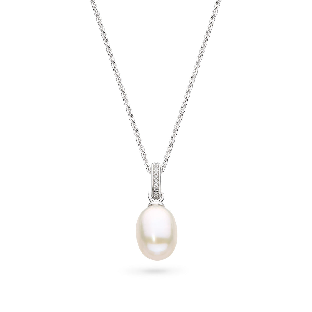 Kit Heath Revival Classic Pearl Glitz Zirconia Rhodium Plated 18? Necklace 90429FPC
