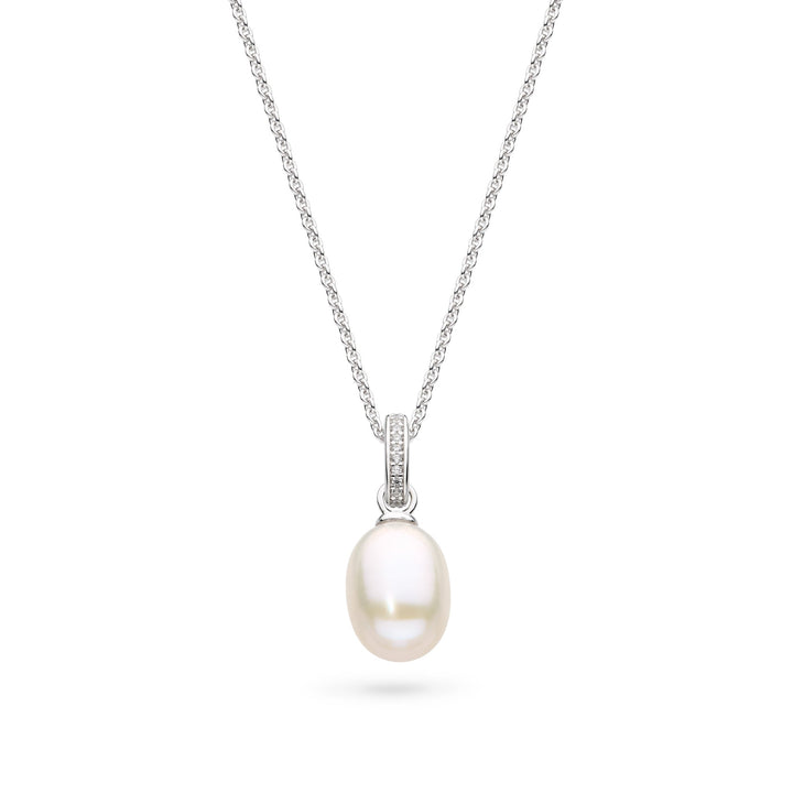 Kit Heath Revival Classic Pearl Glitz Zirconia Rhodium Plated 18? Necklace 90429FPC