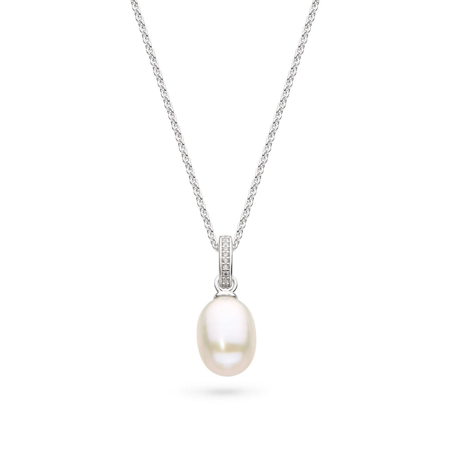 Kit Heath Revival Classic Pearl Glitz Zirconia Rhodium Plated 18" Necklace 90429FPC