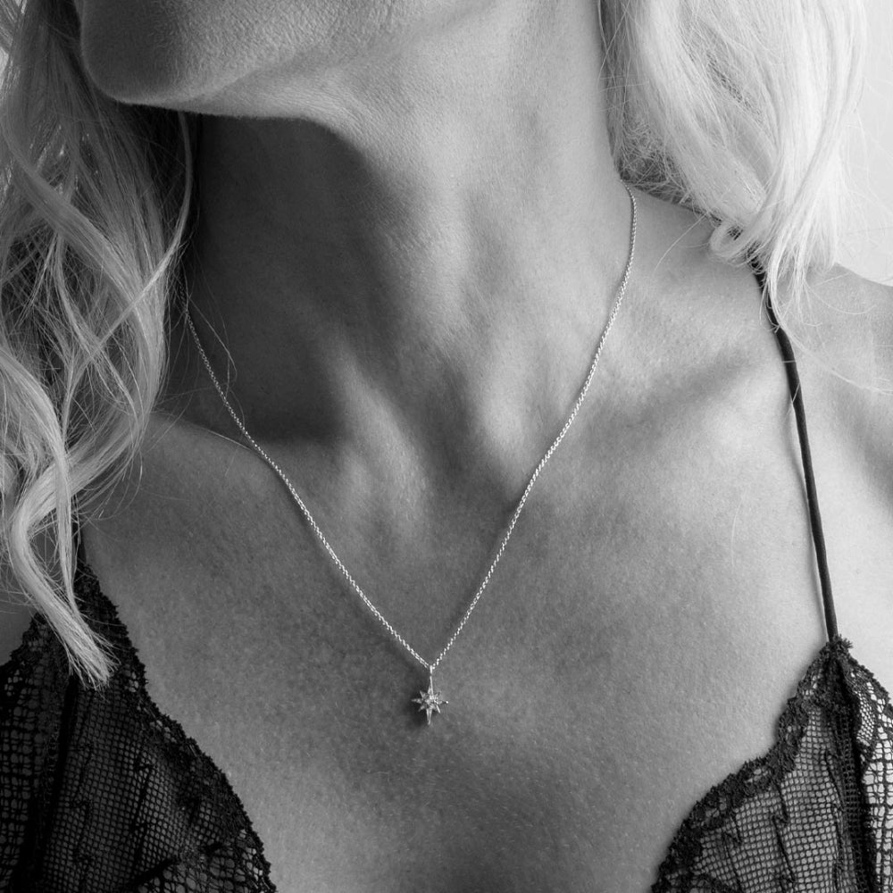 Kit Heath Céleste North Star Zirconia Rhodium Plated Petite 18" Necklace 90455CZ