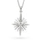 Star-shaped silver pendant with diamond accents on a white background