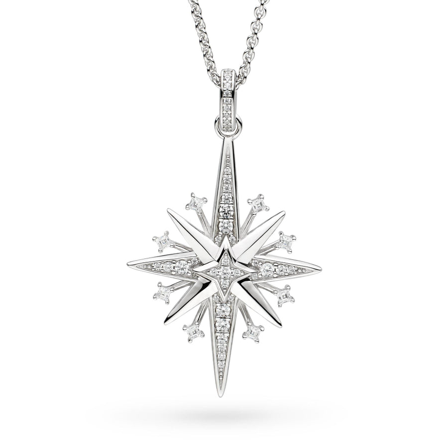 Kit Heath Céleste North Starburst Zirconia Rhodium Plated Grande 16-24" Slider Necklace 90457CZ