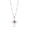 Silver necklace with a star-shaped pendant featuring a purple gemstone on a white background