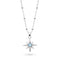 Silver star-shaped pendant with a blue gemstone on a white background
