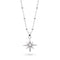 Silver star-shaped pendant necklace on a white background