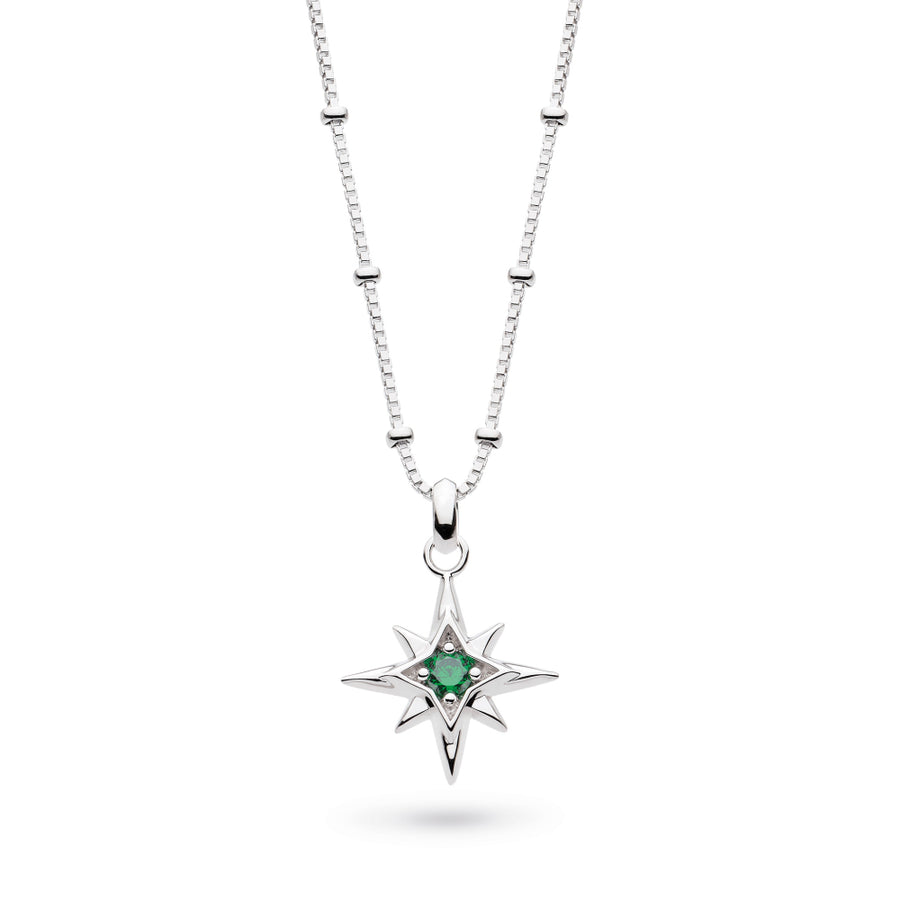 Kit Heath Céleste May Aurora Birthstone Emerald Rhodium Plated Ball Chain 18" Necklace 90459SEM