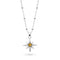 Silver necklace with a star-shaped pendant featuring a yellow gemstone on a white background
