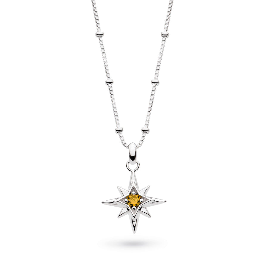 Kit Heath Céleste November Aurora Birthstone Citrine Rhodium Plated Ball Chain 18" Necklace 90459CT