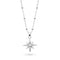 Silver star-shaped pendant necklace on a white background