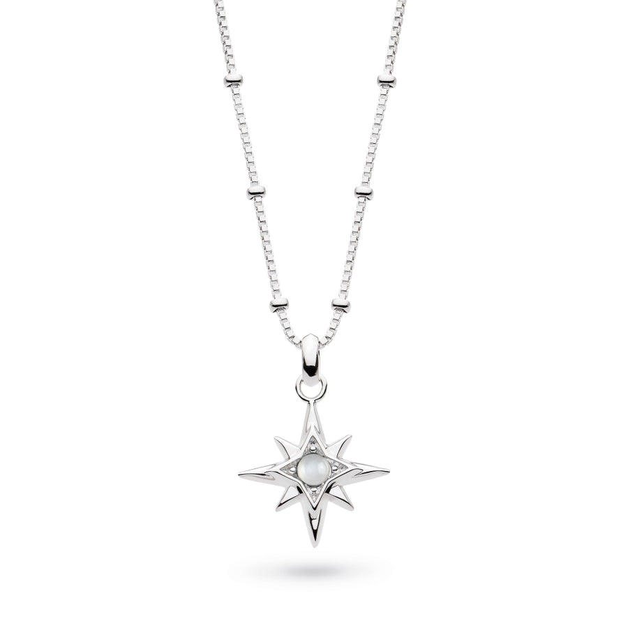 Kit Heath Céleste June Aurora Birthstone Moonstone Rhodium Plated Ball Chain 18" Necklace 90459MS