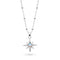 Silver necklace with a star-shaped pendant on a white background