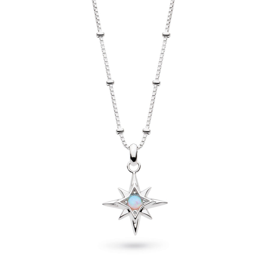 Kit Heath Céleste October Aurora Birthstone Opal Rhodium Plated Ball Chain 18" Necklace 90459SO