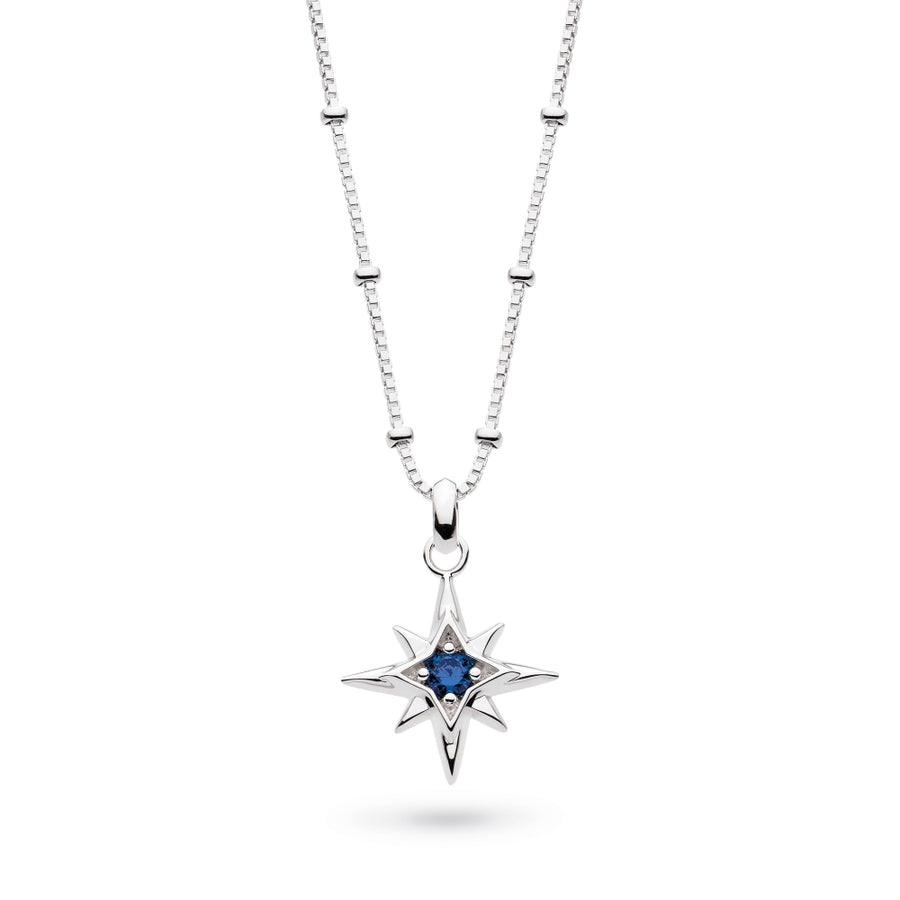 Kit Heath Céleste September Aurora Birthstone Sapphire Rhodium Plated Ball Chain 18" Necklace 90459SS