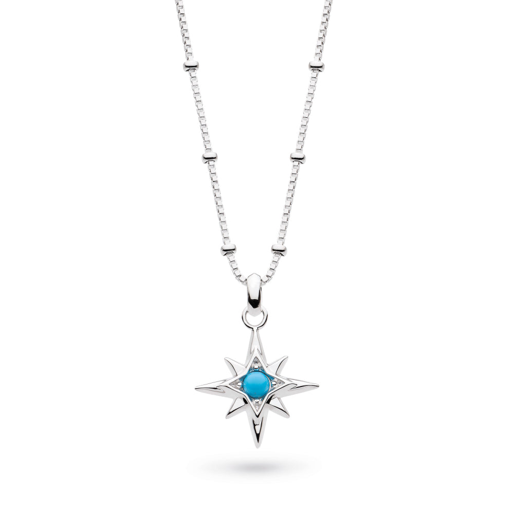 Kit Heath Céleste December Aurora Birthstone Turquoise Rhodium Plated Ball Chain 18" Necklace 90459TQ
