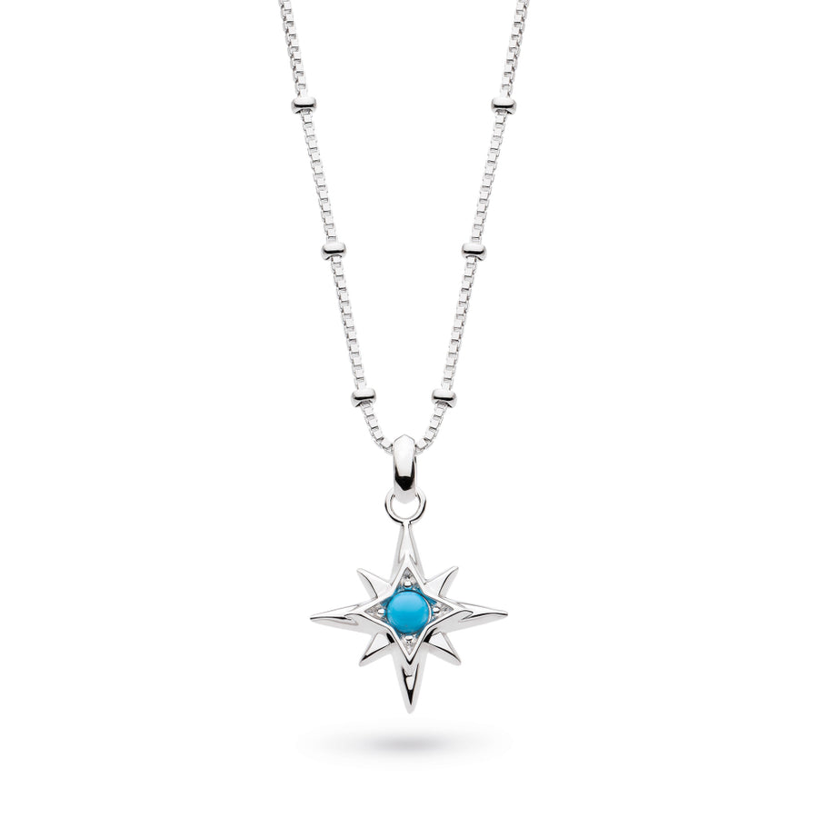 Kit Heath Céleste December Aurora Birthstone Turquoise Rhodium Plated Ball Chain 18" Necklace 90459TQ