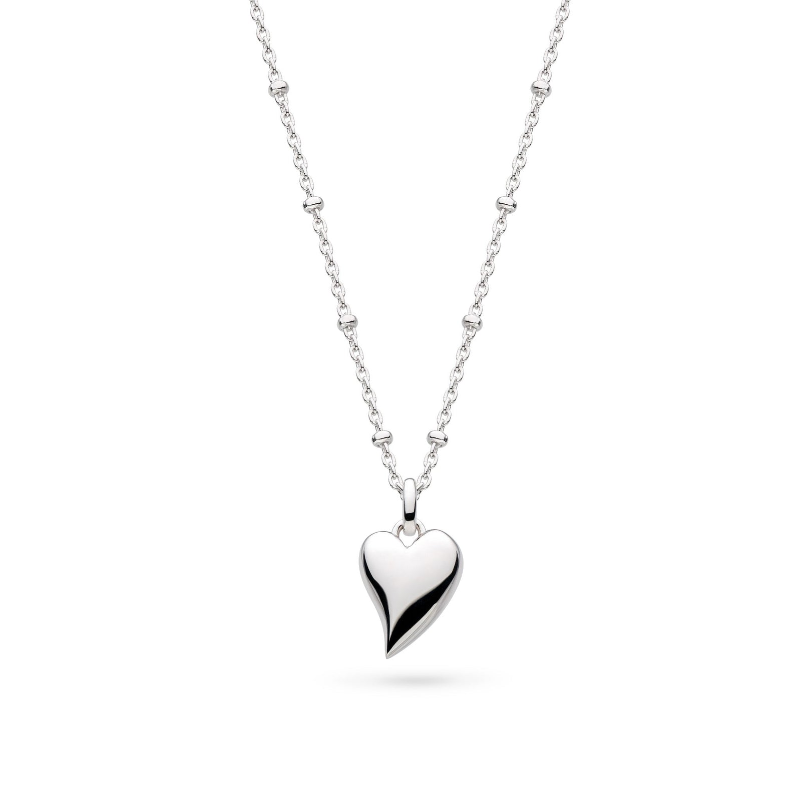 Kit Heath Desire Kiss Rhodium Plated Midi Heart 18? Ball Chain Necklace 90500RP