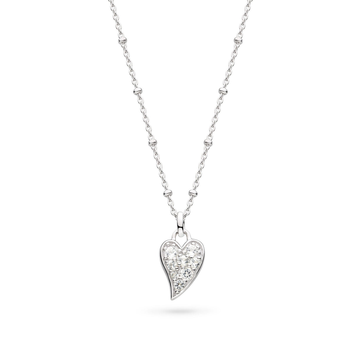 Kit Heath Desire Kiss Precious Pavé Rhodium Plated Heart 18? Ball Chain Necklace 90511WT