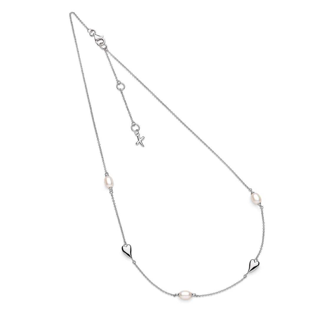 Kit Heath Desire Kiss Pearl Rhodium Plated 18? Station Necklace 90515FP