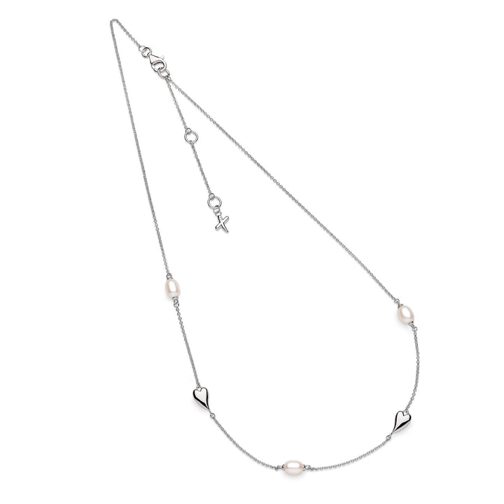 Kit Heath Desire Kiss Pearl Rhodium Plated 18? Station Necklace 90515FP
