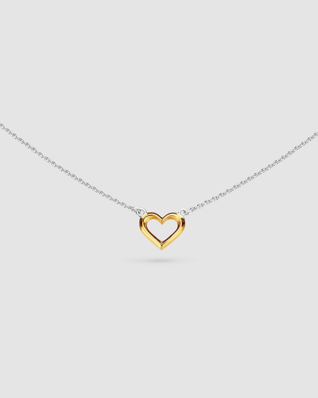 Kit Heath Love Silver Heart Golden Fine Outline Gold Plated Two-Tone Mini 17? Necklace 90530GRP
