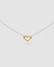 Kit Heath Love Silver Heart Golden Fine Outline Gold Plated Two-Tone Mini 17? Necklace 90530GRP