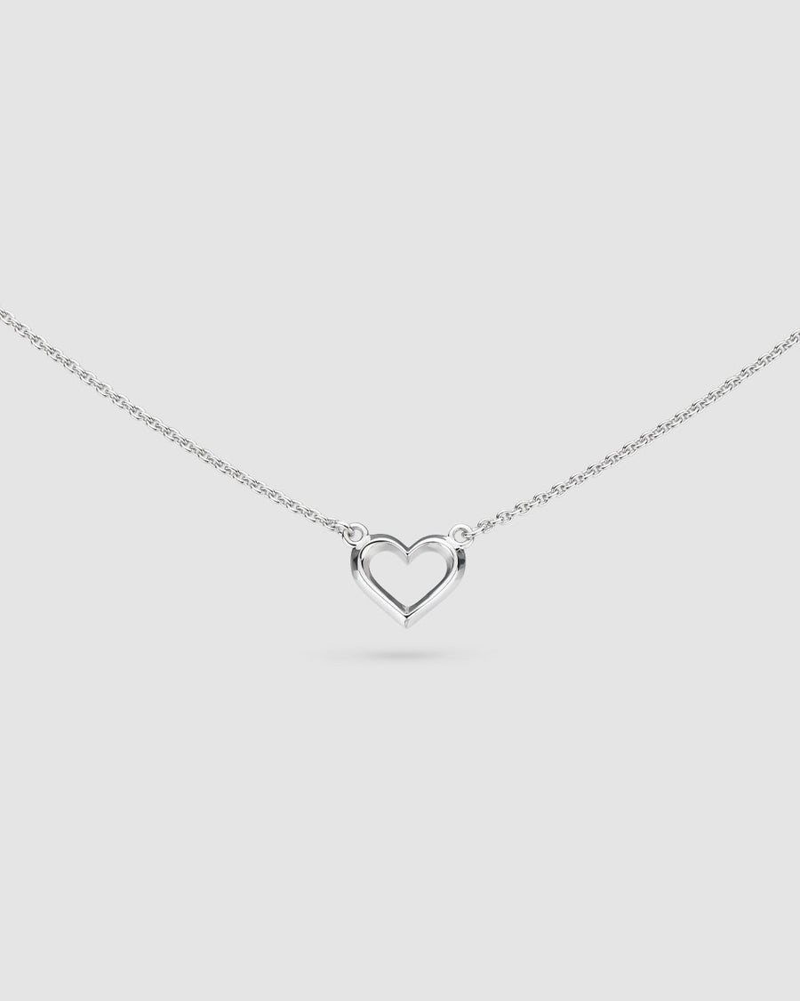 Kit Heath Love Silver Heart Fine Outline Mini 17? Necklace 90530RP