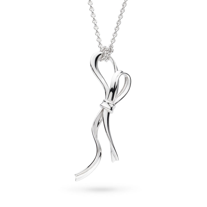 Kit Heath Serenity Ribbon Bow Loop Rhodium Plated 18" Necklace 91189RP