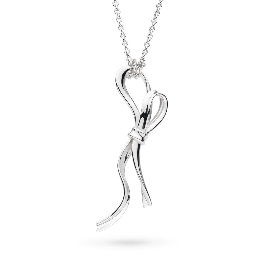 Kit Heath Serenity Ribbon Bow Loop Rhodium Plated 18" Necklace 91189RP