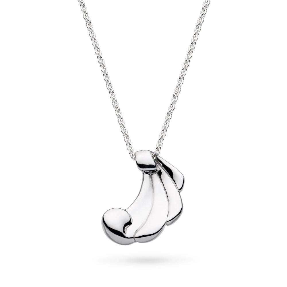 Silver necklace with a unique pendant on a white background