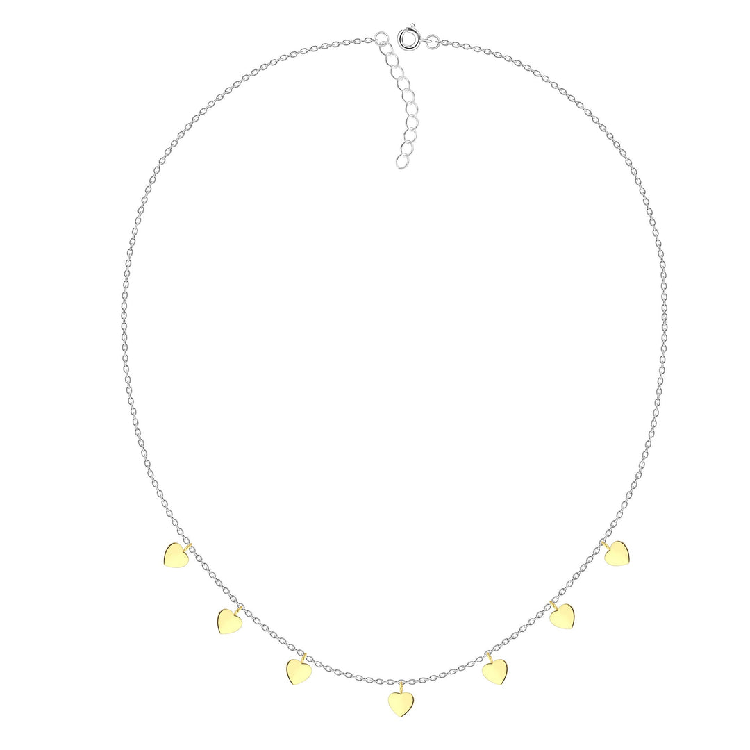 Dew Gold Plated Detail Heart Charm Station 18" Necklace 92617GD