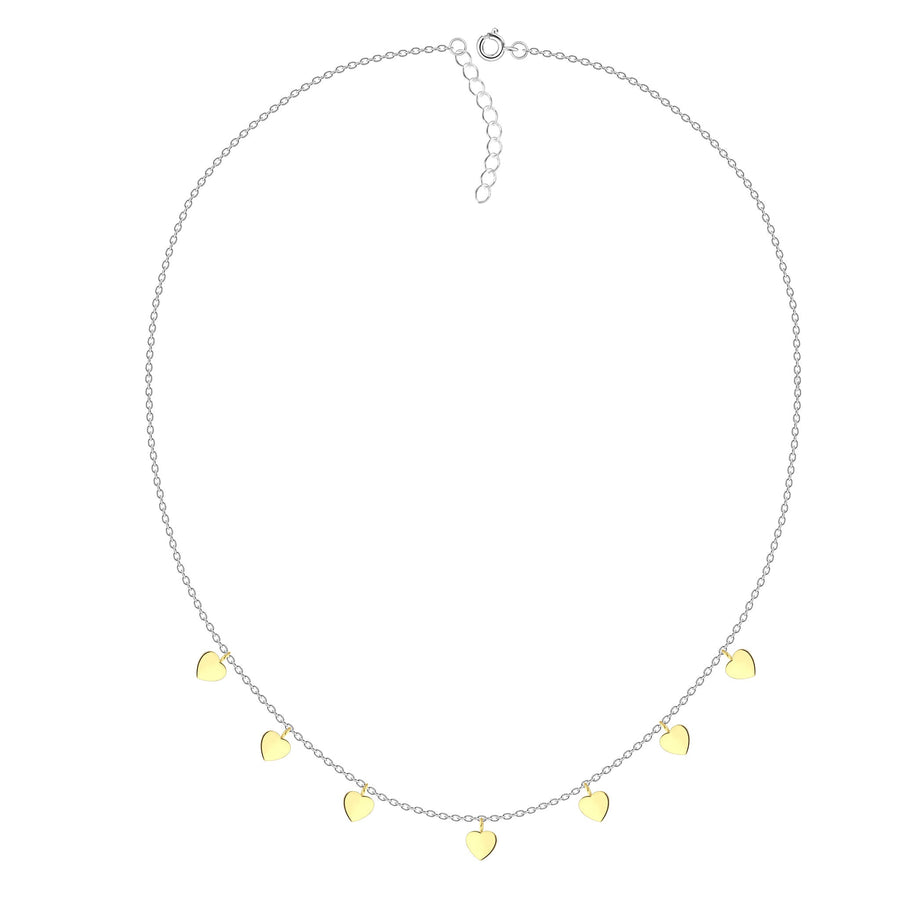 Dew Gold Plated Detail Heart Charm Station 18" Necklace 92617GD