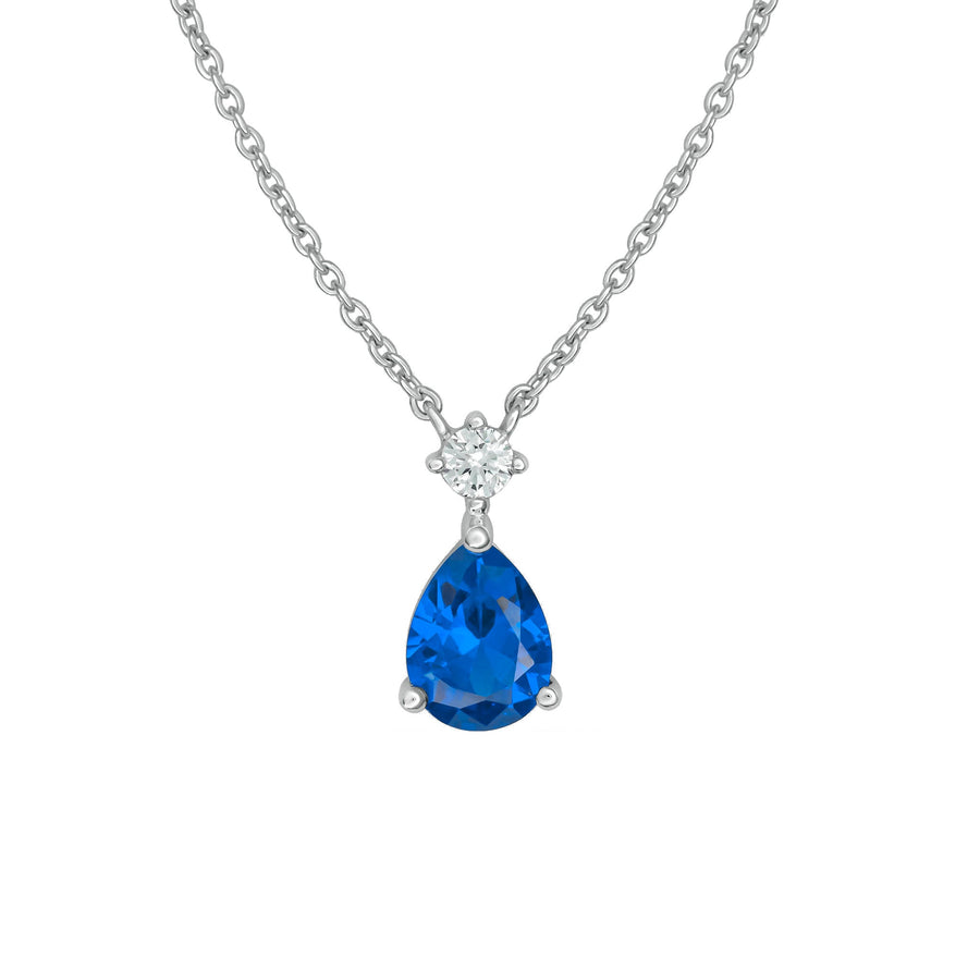 Dew Blue Spinel (syn) and Zirconia Teardrop 18" Necklace 92931BSZ