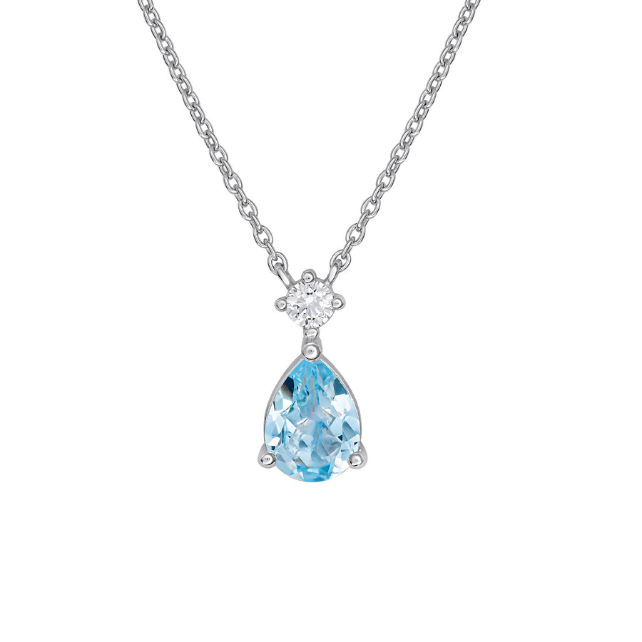 Dew Blue Topaz and Zirconia Teardrop 18" Necklace 92931BTC
