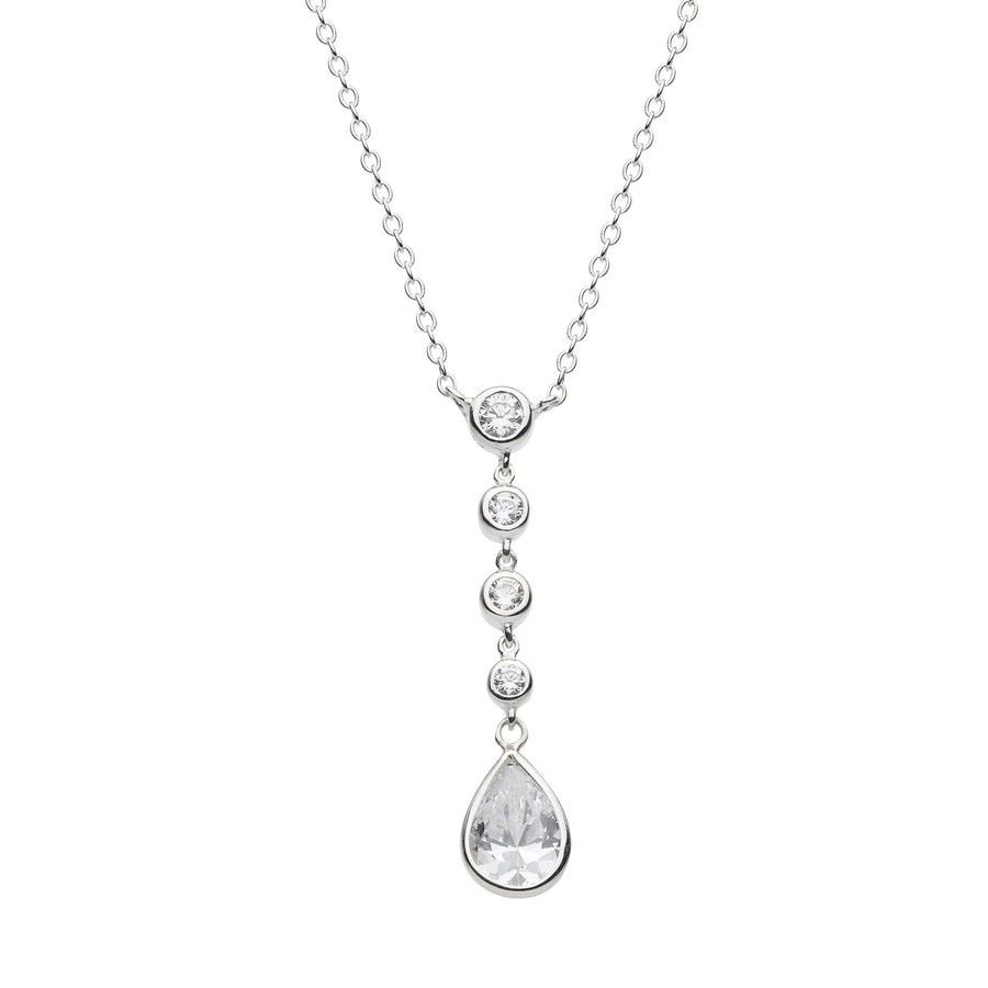 Dew Zirconia Graduated Teardrop Lariat 18" Necklace 92934CZ
