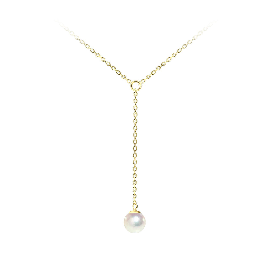 Dew 6mm Shell Pearl Gold Plated Lariat 18" Necklace 93104GSH