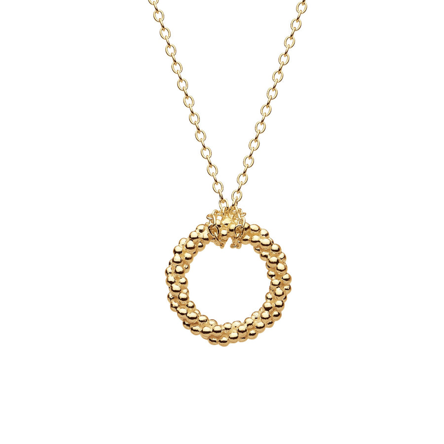 Dew Gold Plated Beaded Twist Open Circle 18" Necklace 94514GD