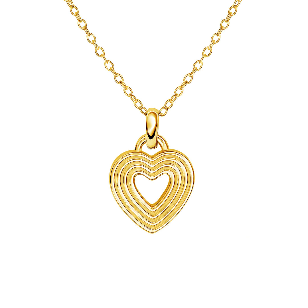 Dew Gold Plated Ridged Open Heart 18" Necklace 95812GD
