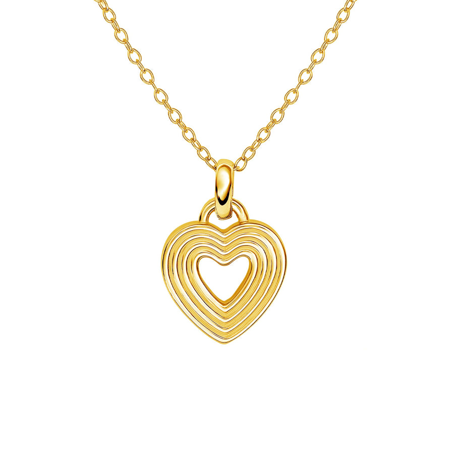 Dew Gold Plated Ridged Open Heart 18" Necklace 95812GD