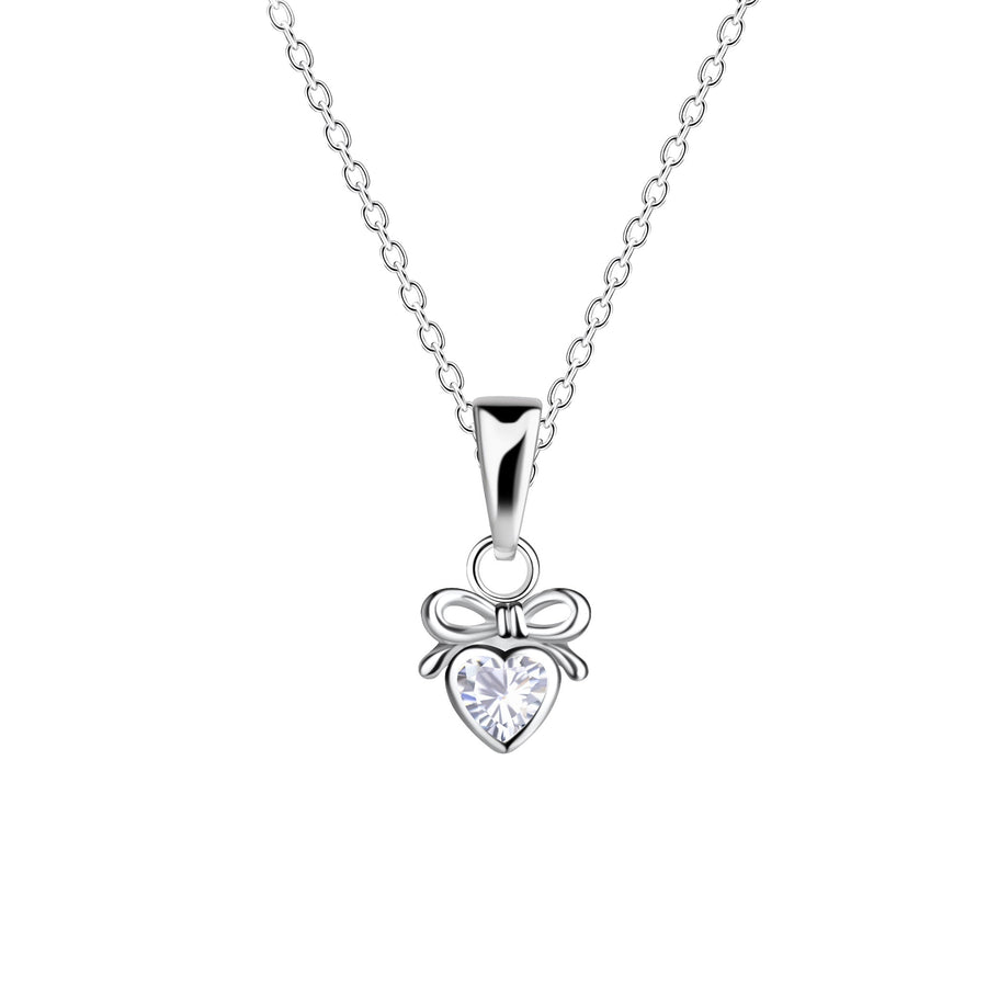 Dew Zirconia Dainty Heart Bow Pendant 95865CZ