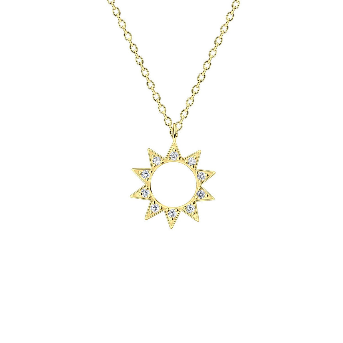 Dew Gold Plated Sun CZ 18 Inch Necklace