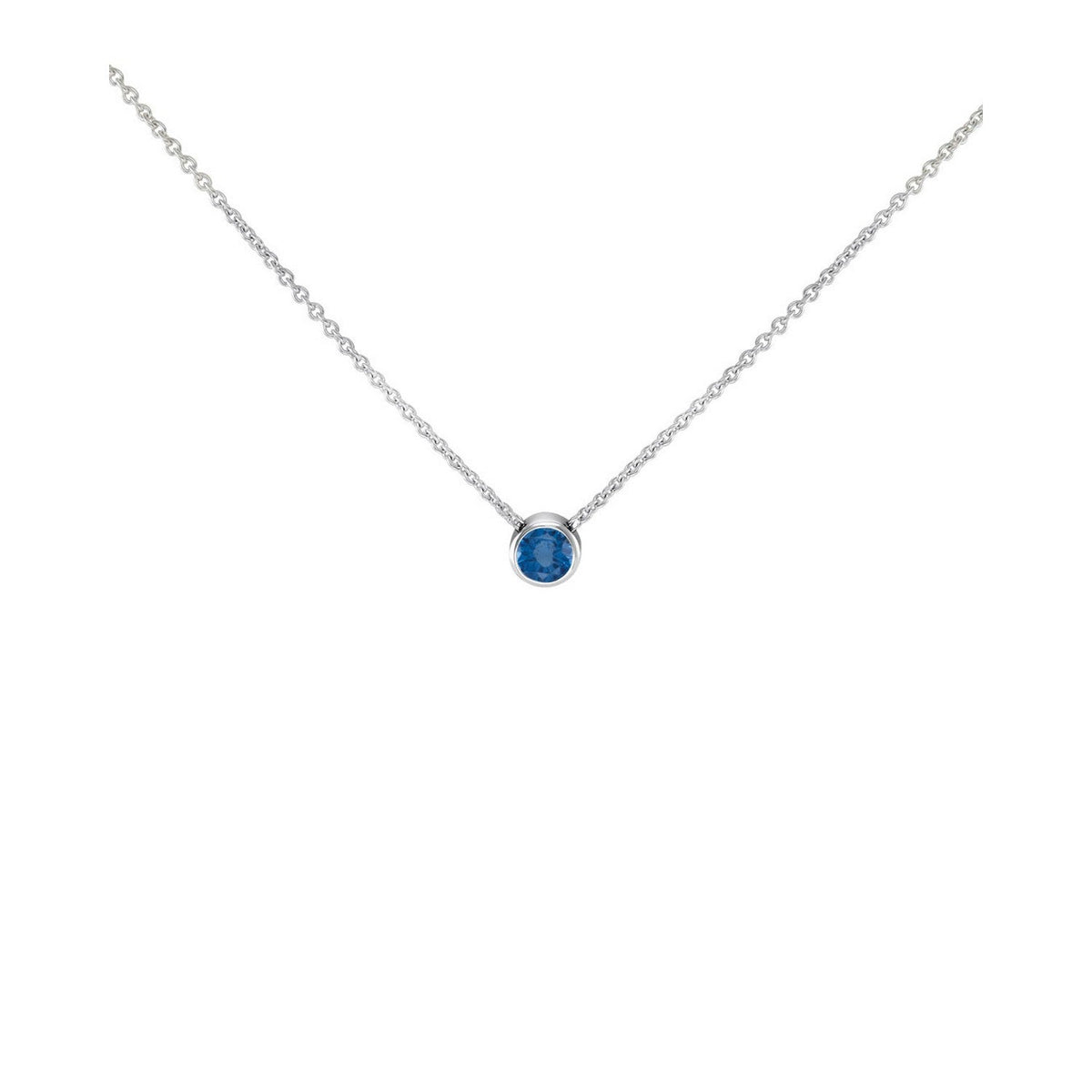 Dew Round Blue CZ 18 Inch Necklace
