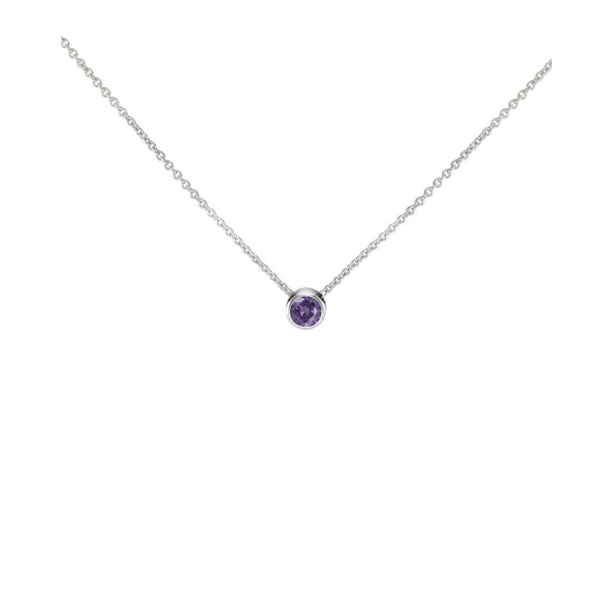 Dew Round Purple CZ 18 Inch Necklace